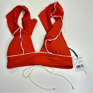 Robin Piccone Malia Ruffle Swim Bikini Top New With Tags XXS